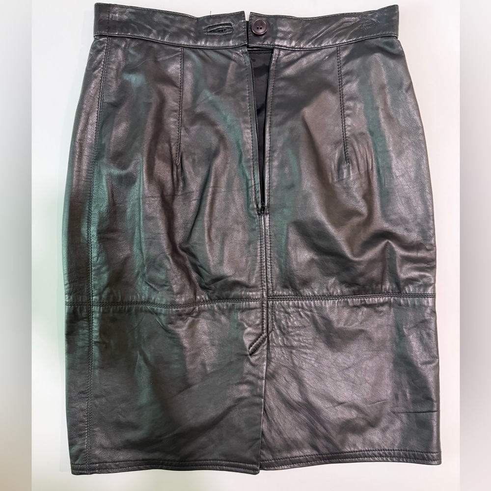Vintage Bally Black Leather Pencil Skirt Women’s Size 6 Made in Italy